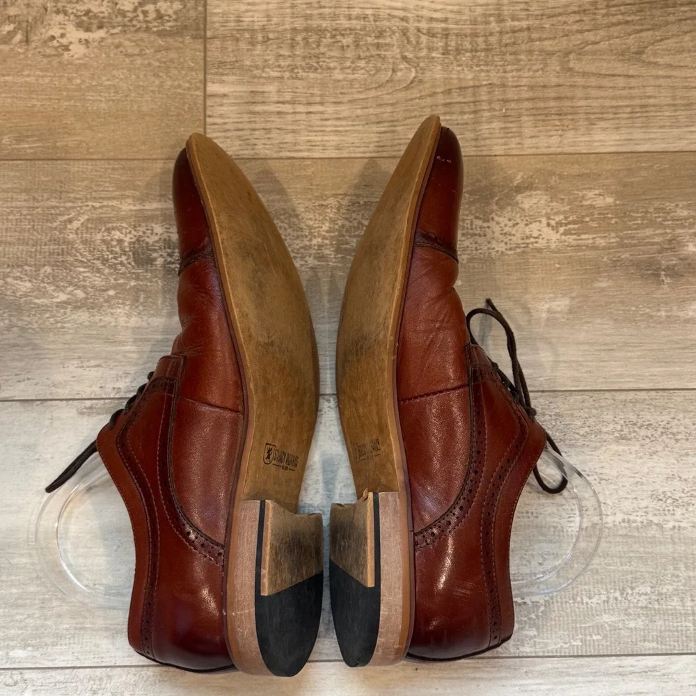 Stacy Adams Oxford Shoes Old Money Business Professional Mens 9.5 Cognac Leather
